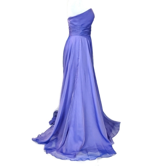 NWOT Alyce Paris Strapless Prom Dress Gown Iridescent Purple Size 2 Bridesmaid - Picture 2 of 10